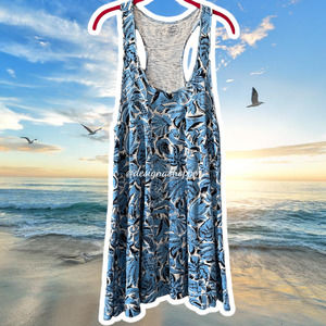 Blue LOFT Ann Taylor tunic Beach Coverup Summer Top 100% Cotton Medium
